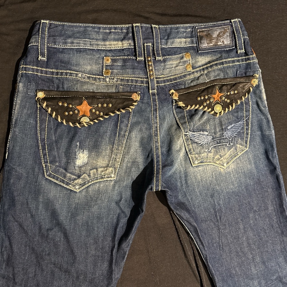 Euc Men’s Robins Jeans Rare Leather Flap Pocket Size 33